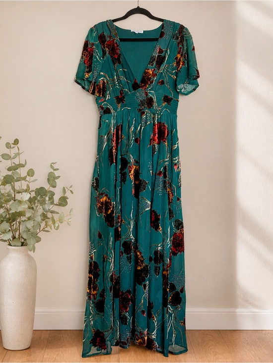 Baltic Born Dresses & Skirts - Teal Floral Wrap Maxi Dress - Balticborn
